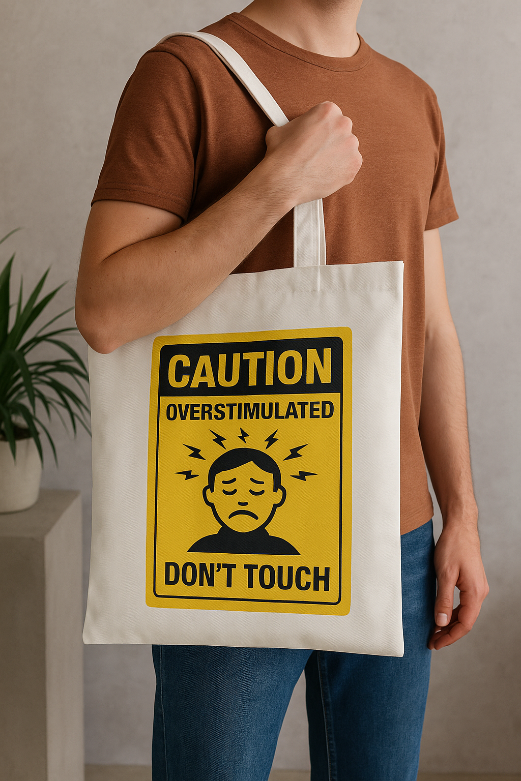 Caution: Overstimulated, Don’t Touch - Canvas Tote Bag