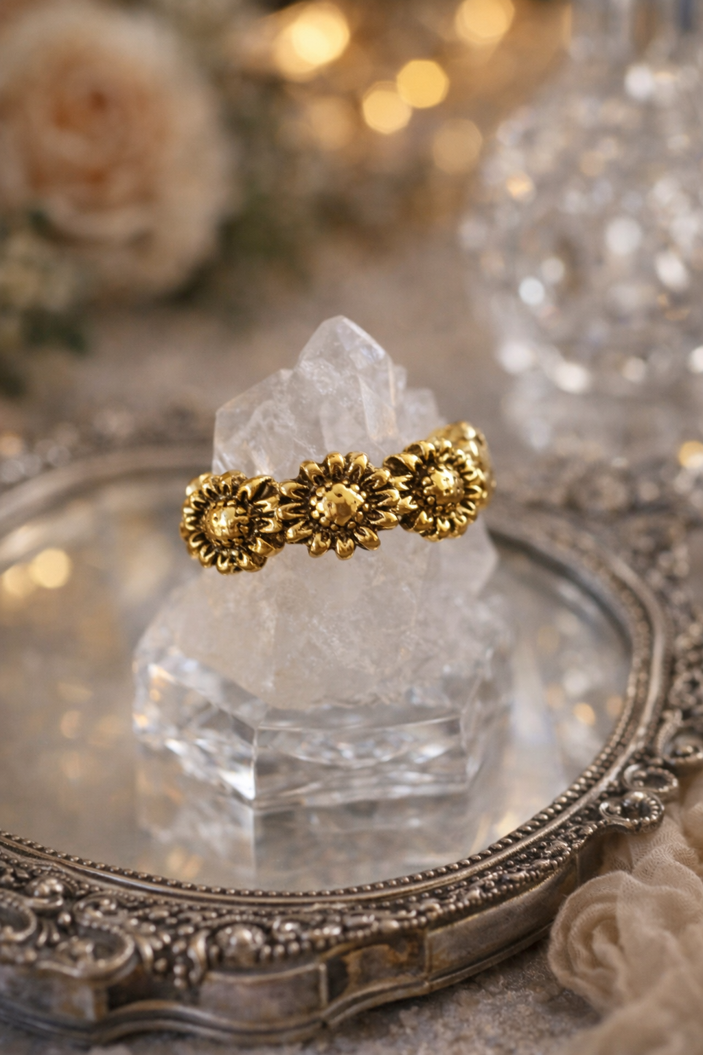 Golden Bloom Crown Ring