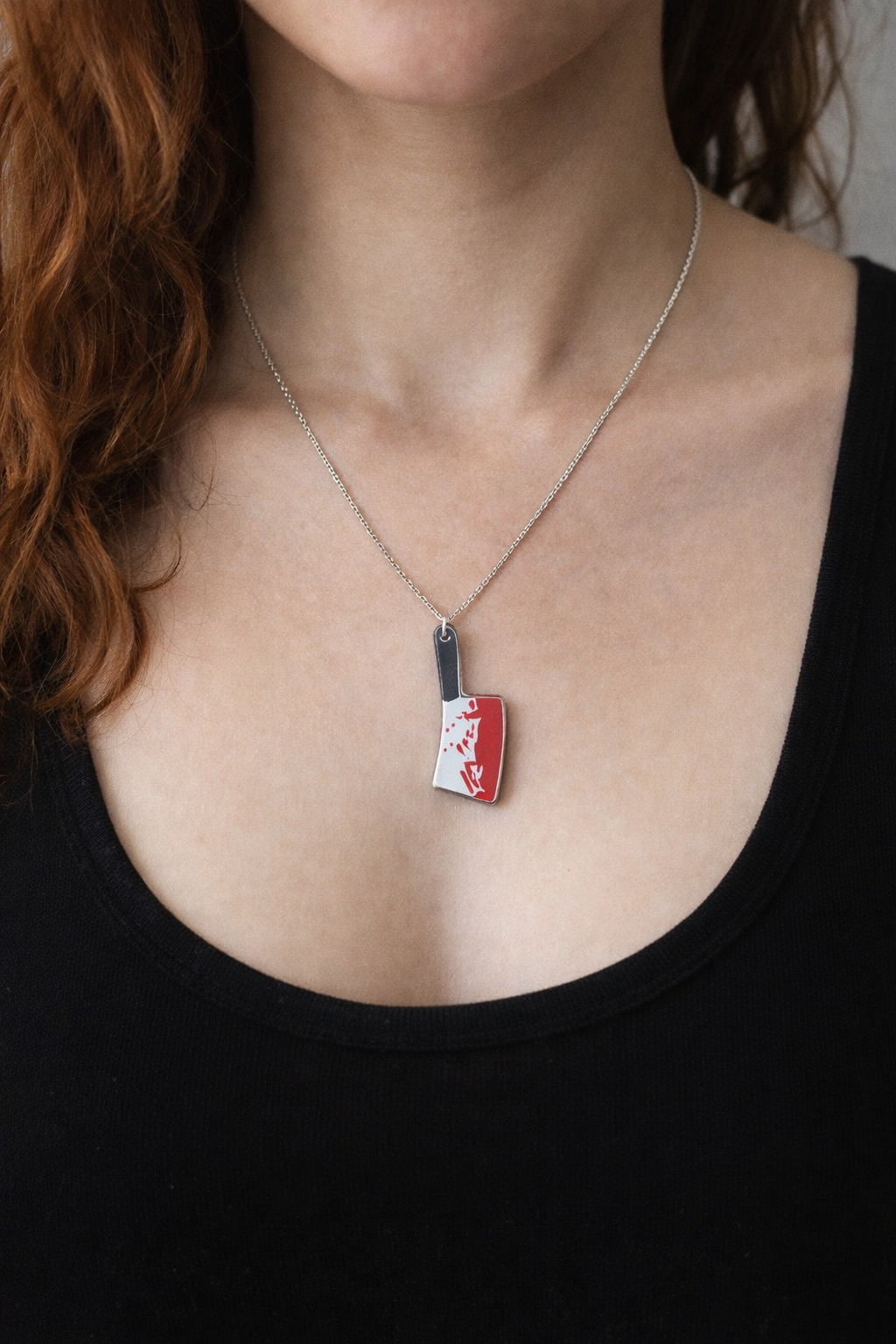 Crime Scene Cleaver Necklace – Dark Humour Statement Pendant 🔪