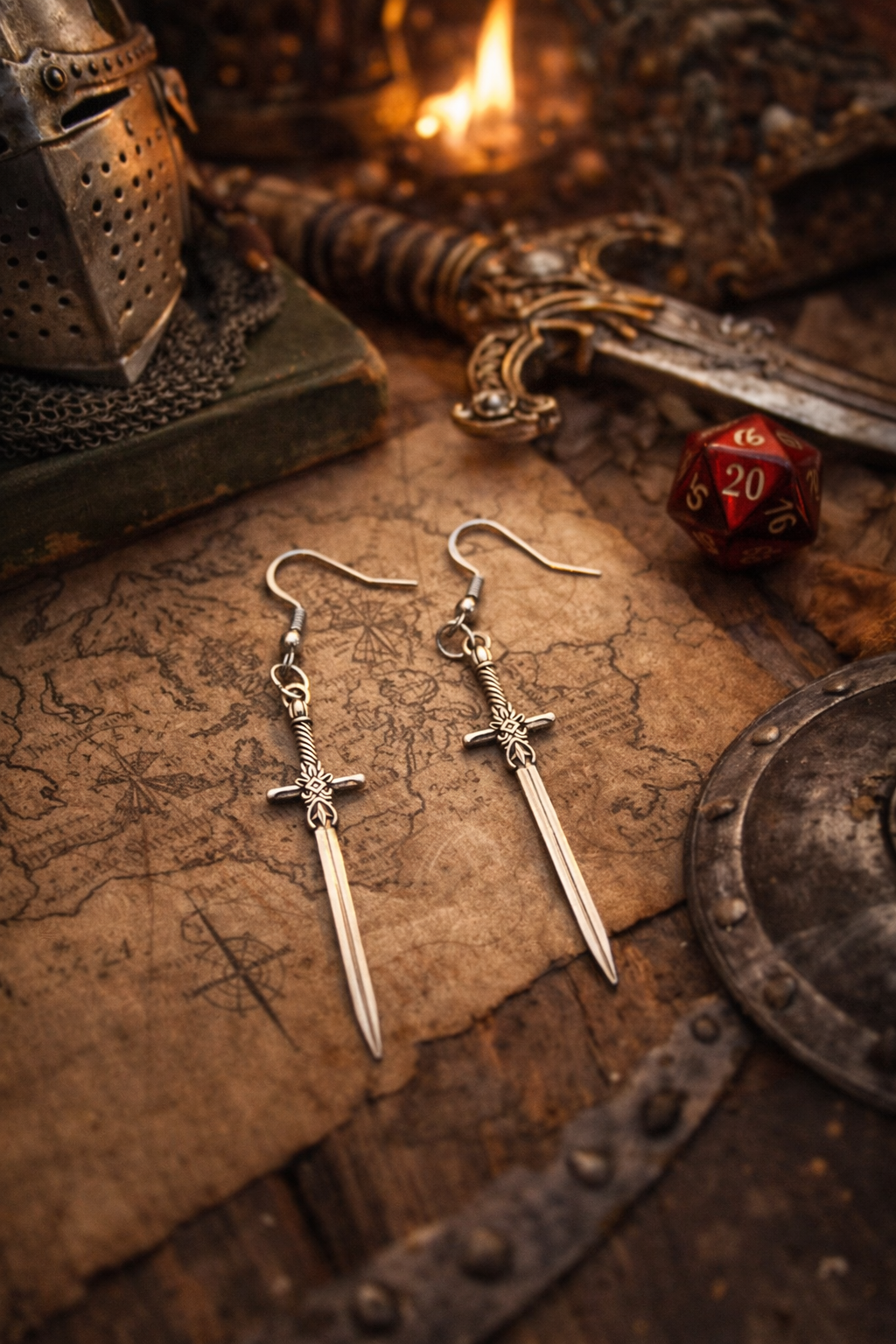 Silver Tone Blade Drop Earrings – Gothic Sword Dangle