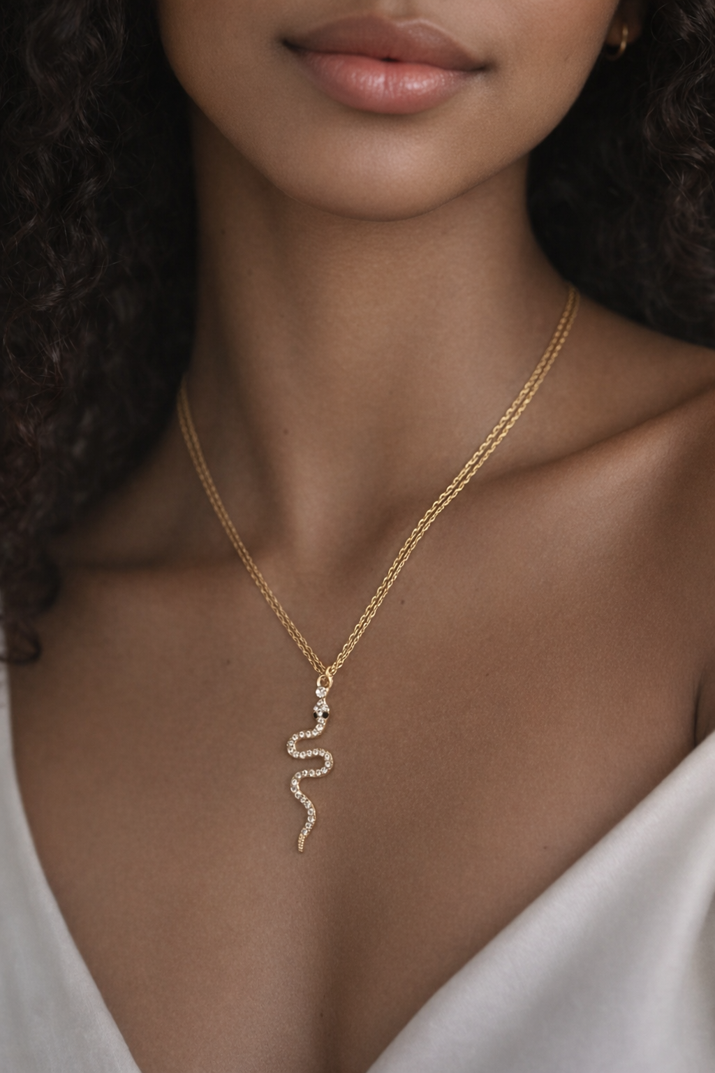 Serpent Snake Necklace Gold Tone