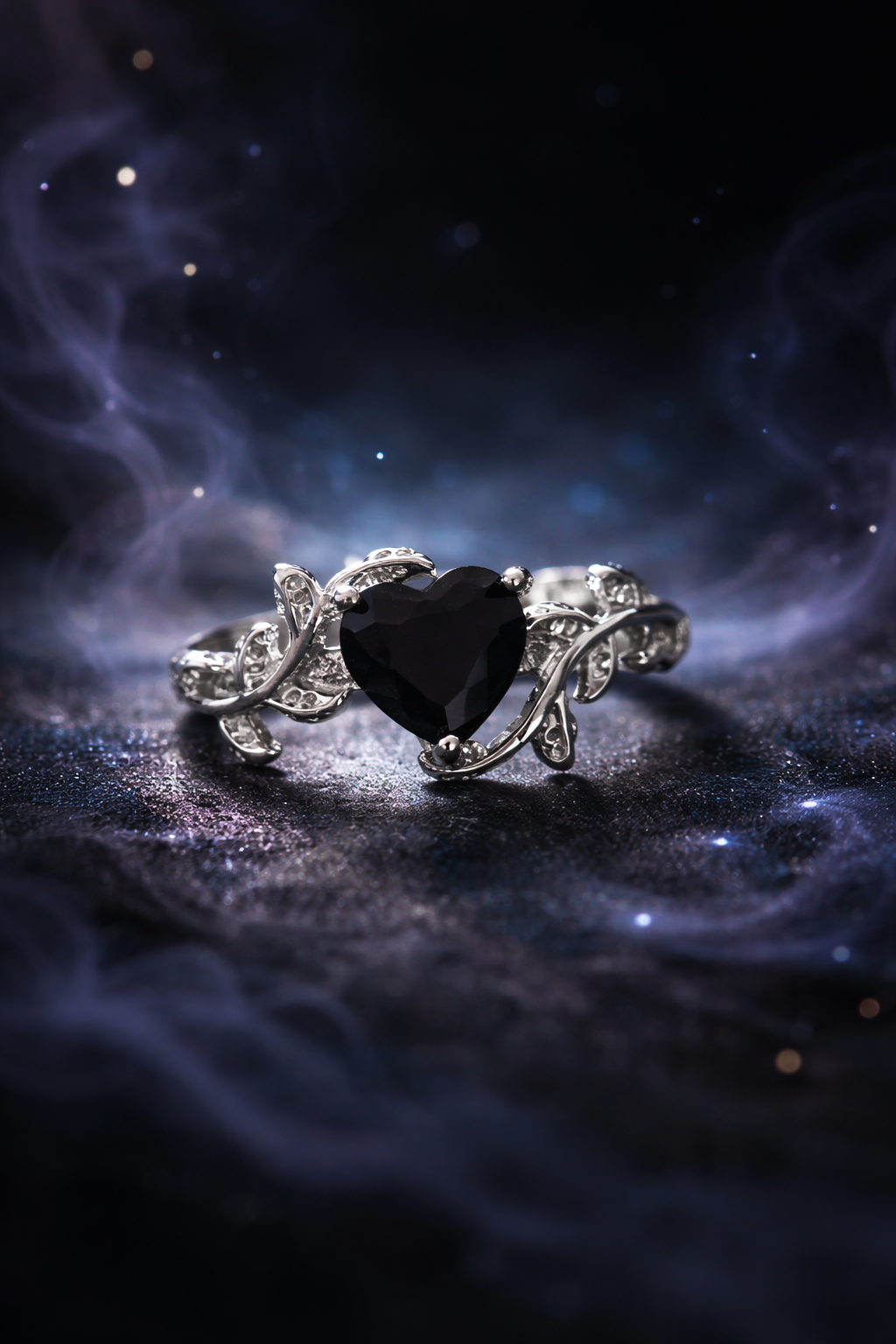 Midnight Enchantment Heart Ring
