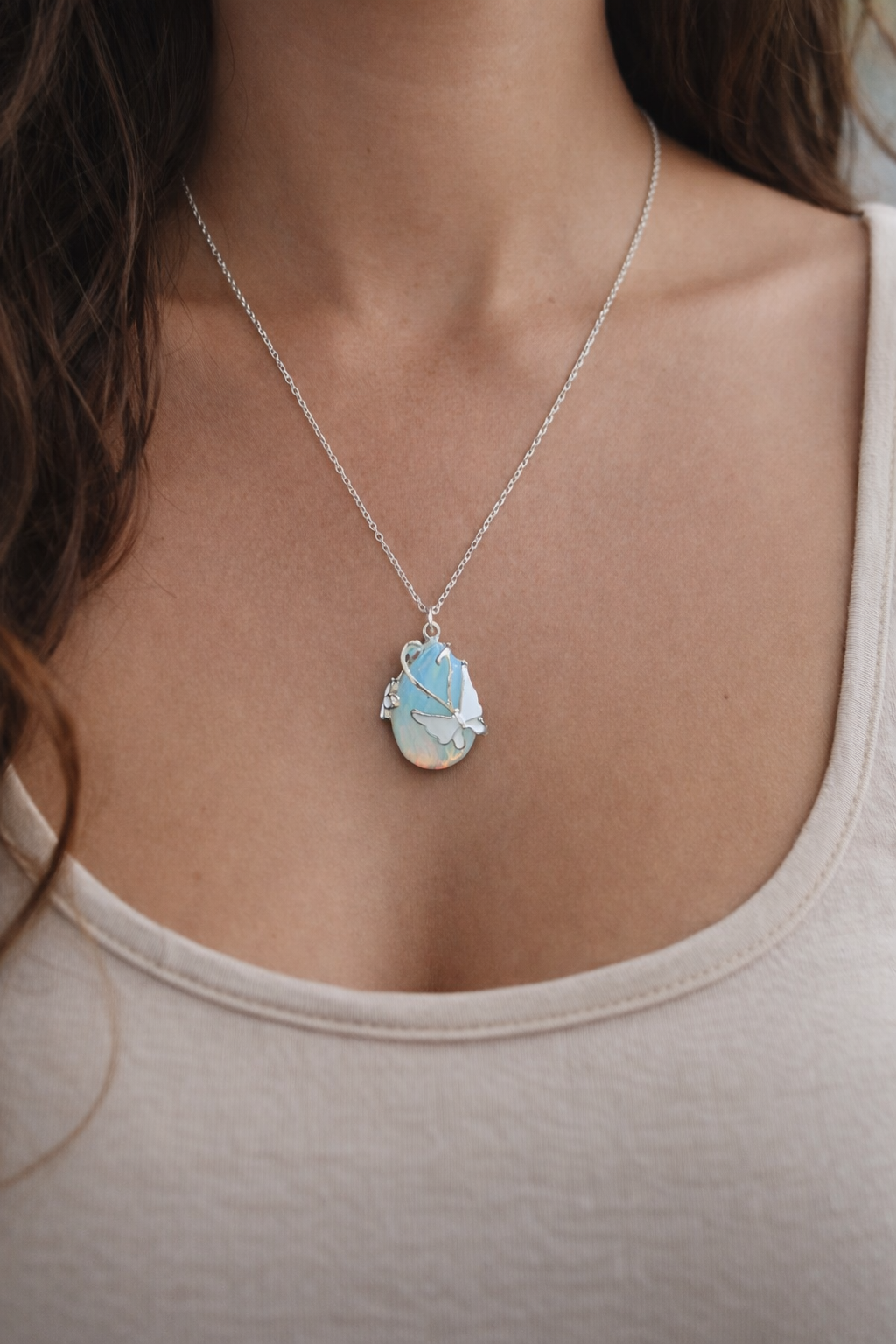 Celestial Butterfly Opalite Pendant Necklace