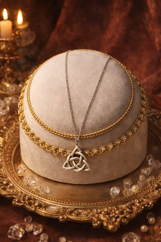 Trinity Knot Layered Silver Tone Necklace