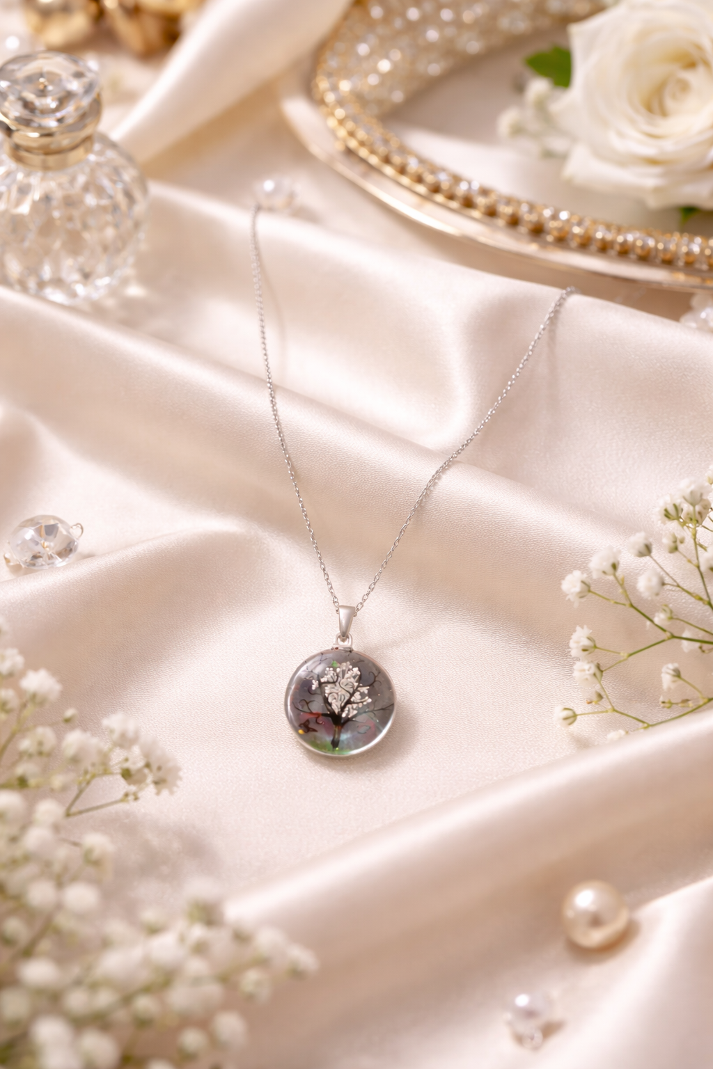 Glass Tree Pendant Necklace – Multiple Colours