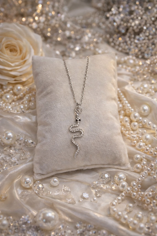 Serpent Snake Necklace Sliver Tone