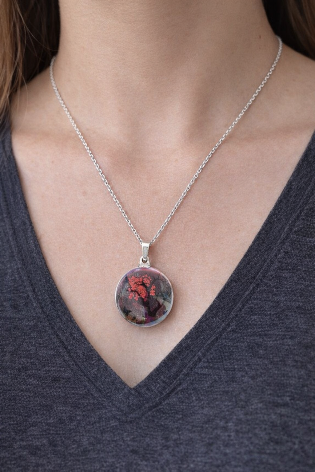 Glass Tree Pendant Necklace – Multiple Colours