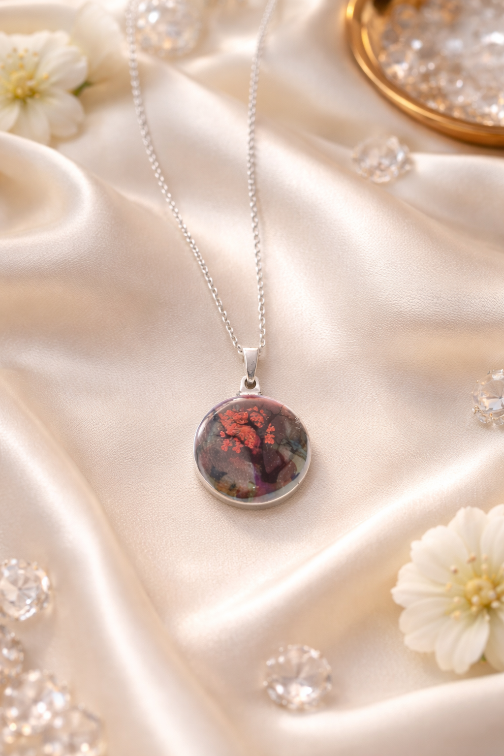 Glass Tree Pendant Necklace – Multiple Colours
