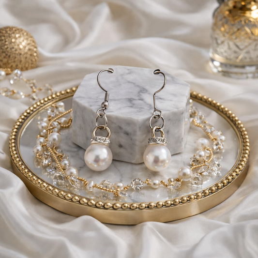 Pearl Effect Drop Earrings