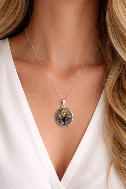 Glass Tree Pendant Necklace – Multiple Colours