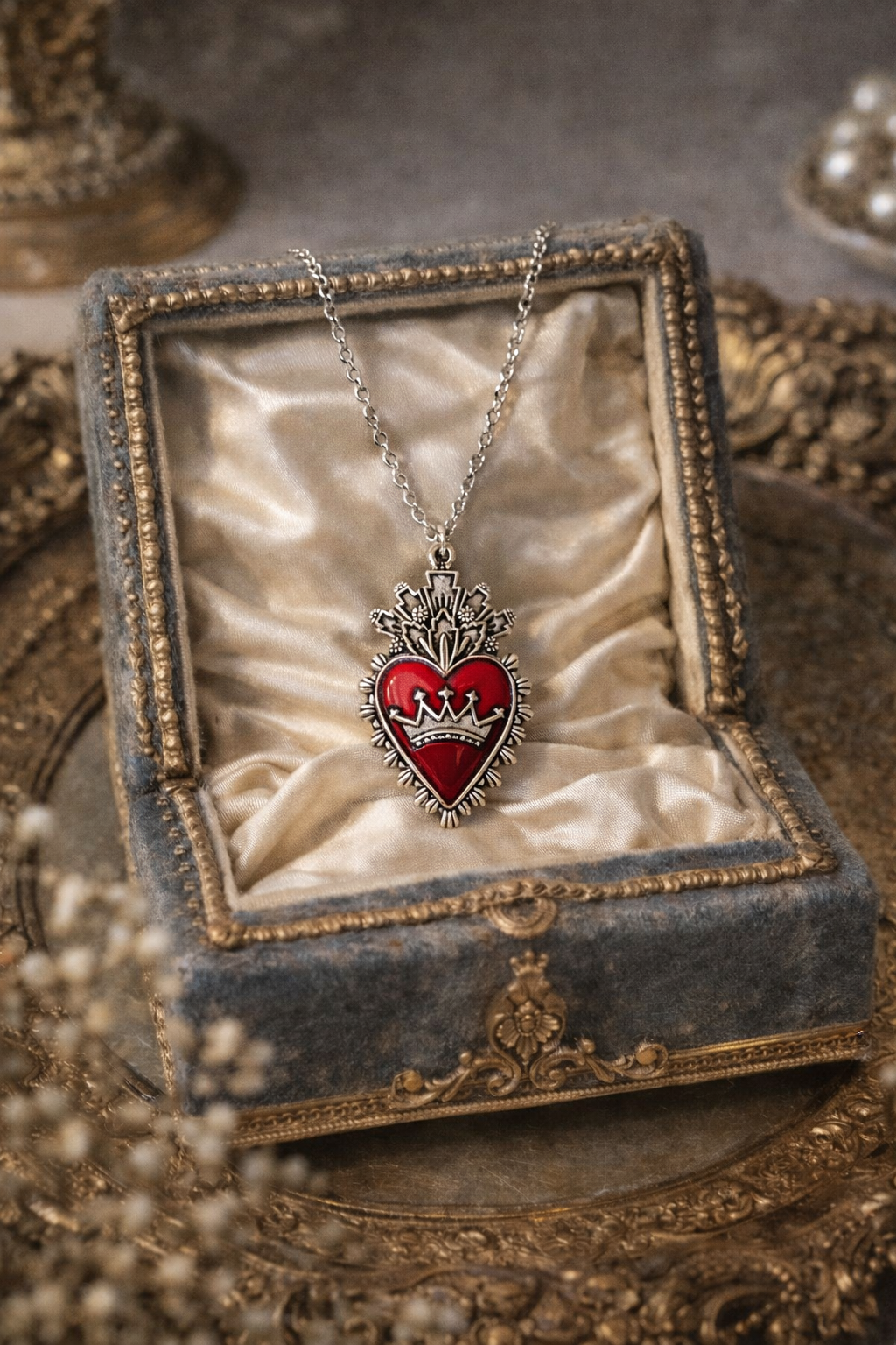 Crowned Heart Statement Necklace