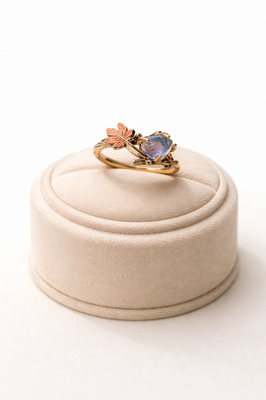 Opaline Forest Leaf Ring