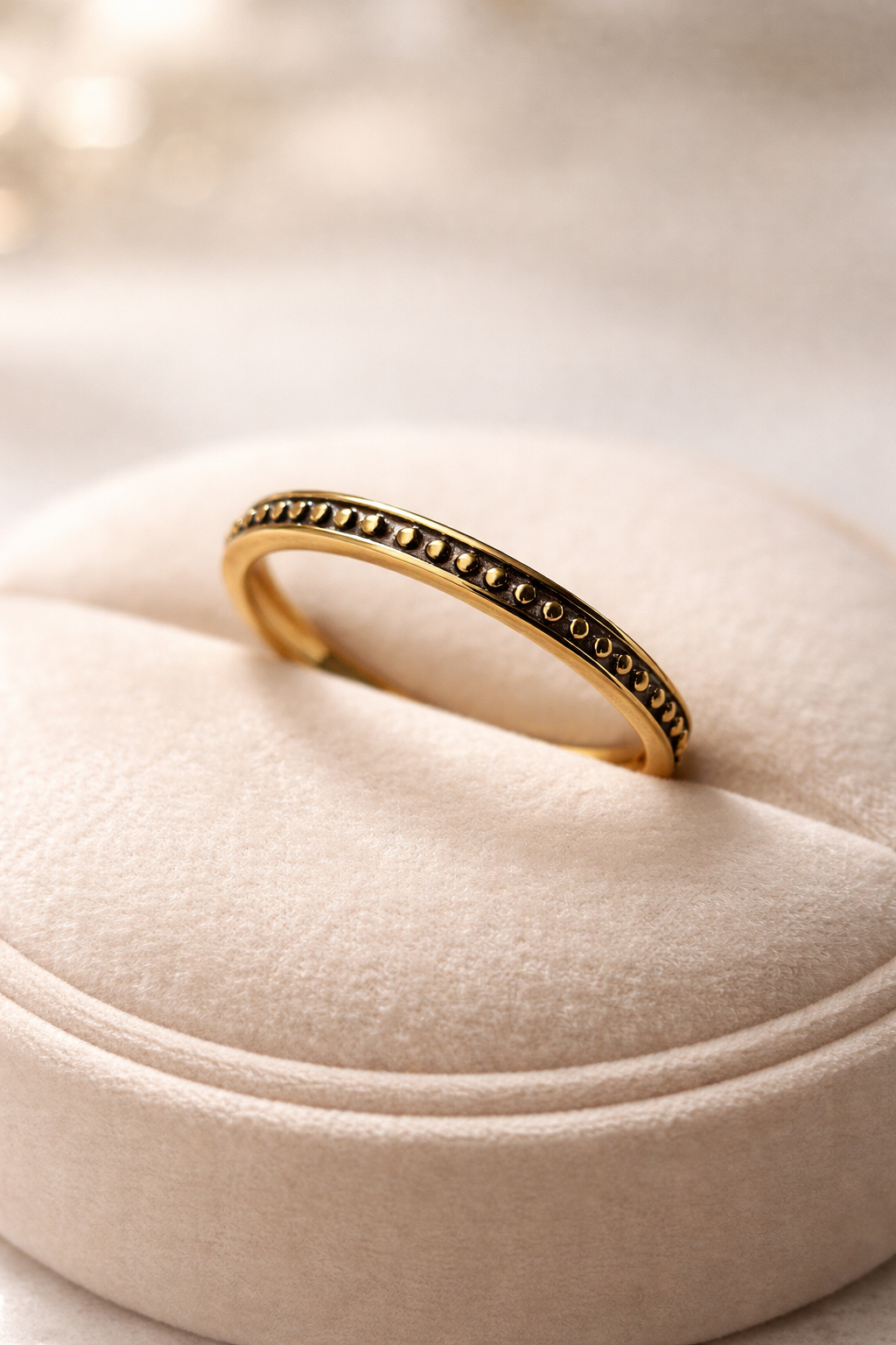 Golden Tone Beaded Band Ring