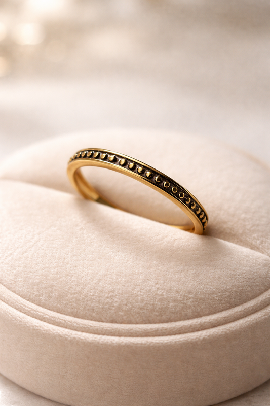 Golden Tone Beaded Band Ring